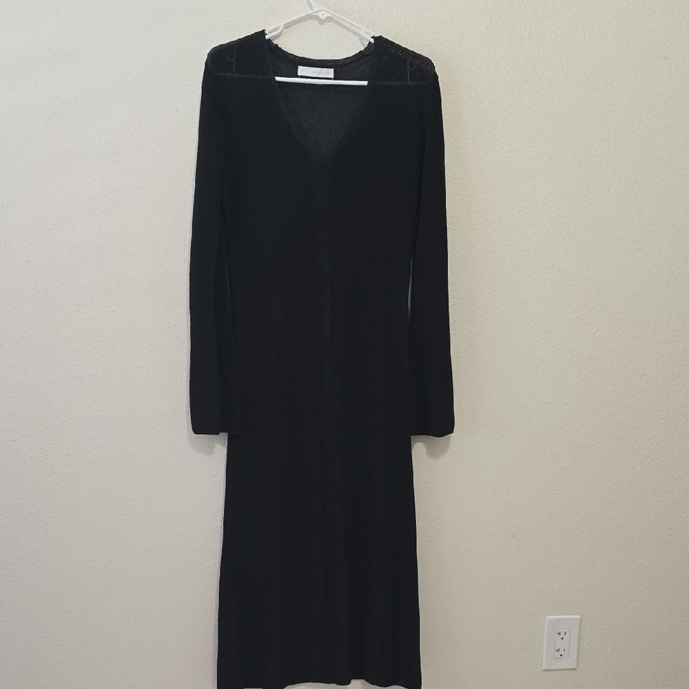 Mango Elegant Black, Subtle Shimmer, Long‎ Sleeve Dress 8
